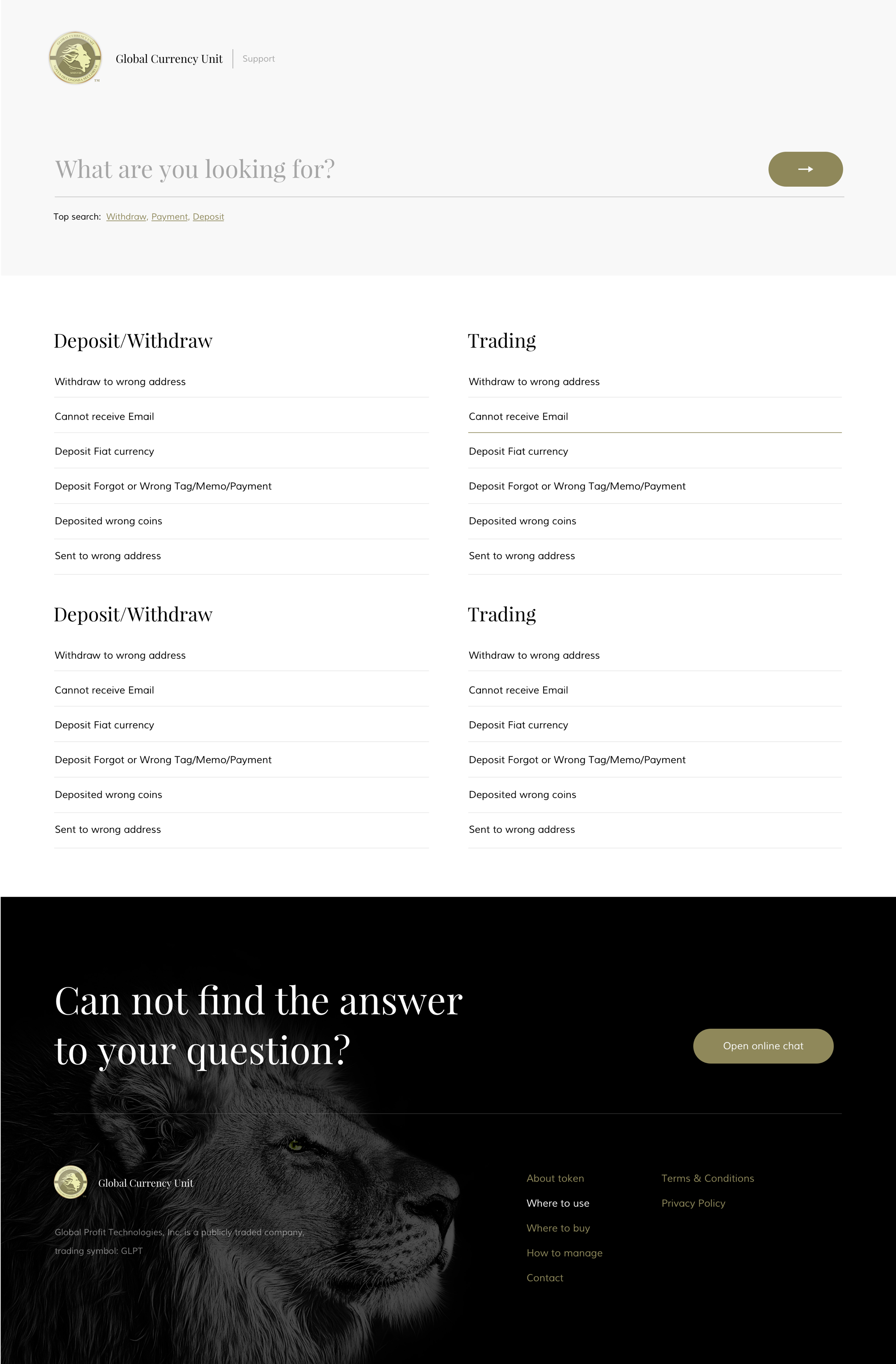 Support Page